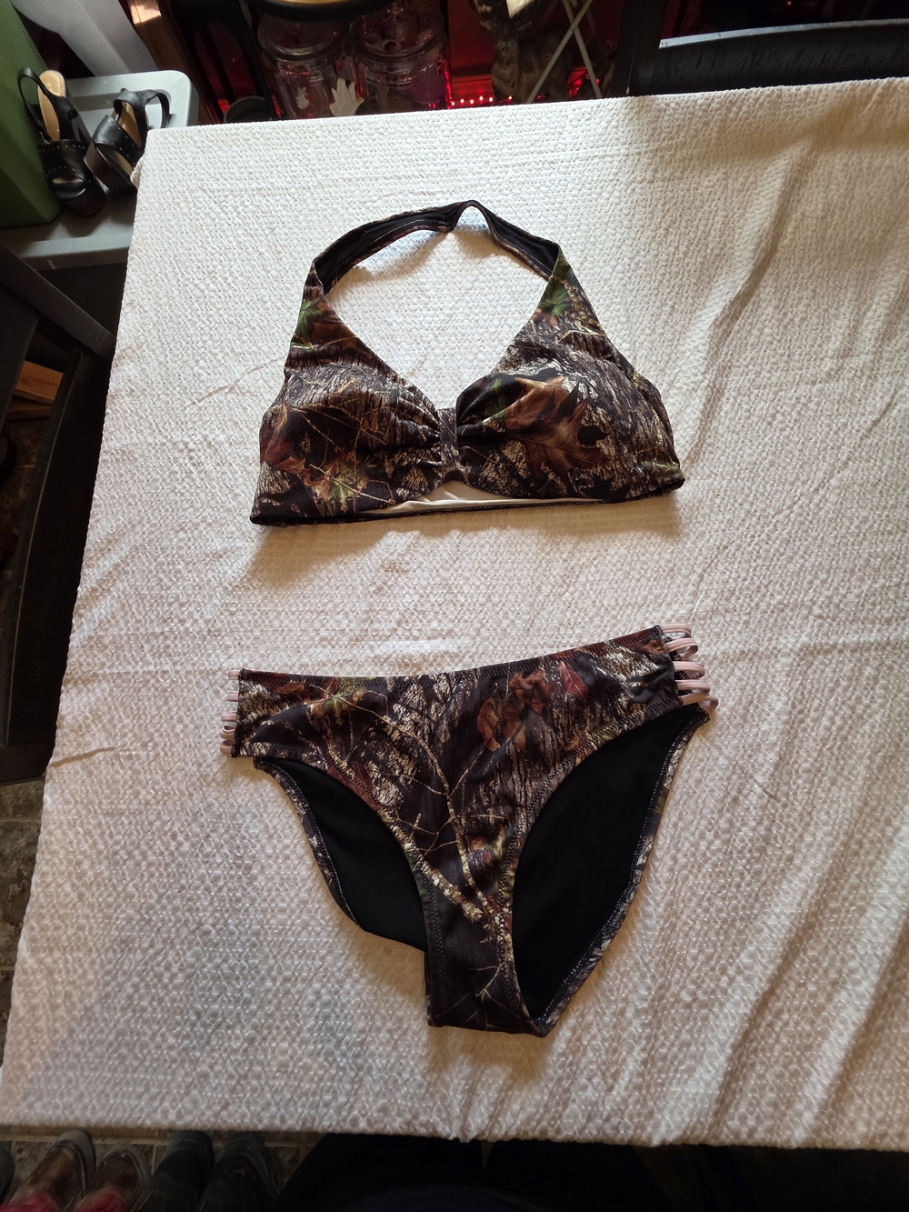 Camo Halter Bikini Set - Brown Camo Print